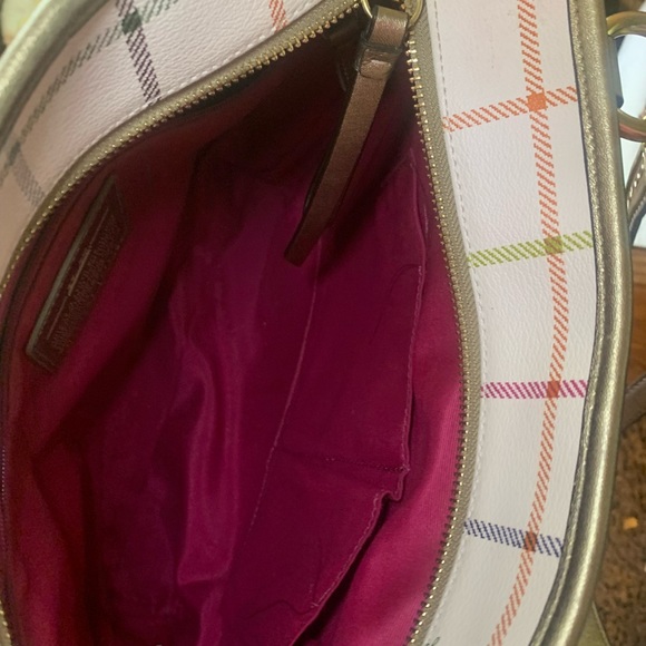 Plaid Coach Tattersall Tote with Gold leather handles - Picture 5 of 5